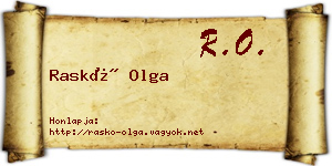 Raskó Olga névjegykártya
