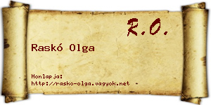 Raskó Olga névjegykártya